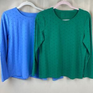 Talbots Tee Medium Petite Textured Polka Dot Long Sleeve Cotton Blend Bundle